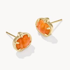 Kendra Scott Pumpkin Gold Stud Earrings in Orange Mother-of-Pearl
